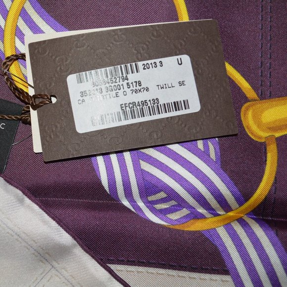 NWT GUCCI SILK INTERLOCKING GG TWILL NECK SCARF - Picture 3 of 5